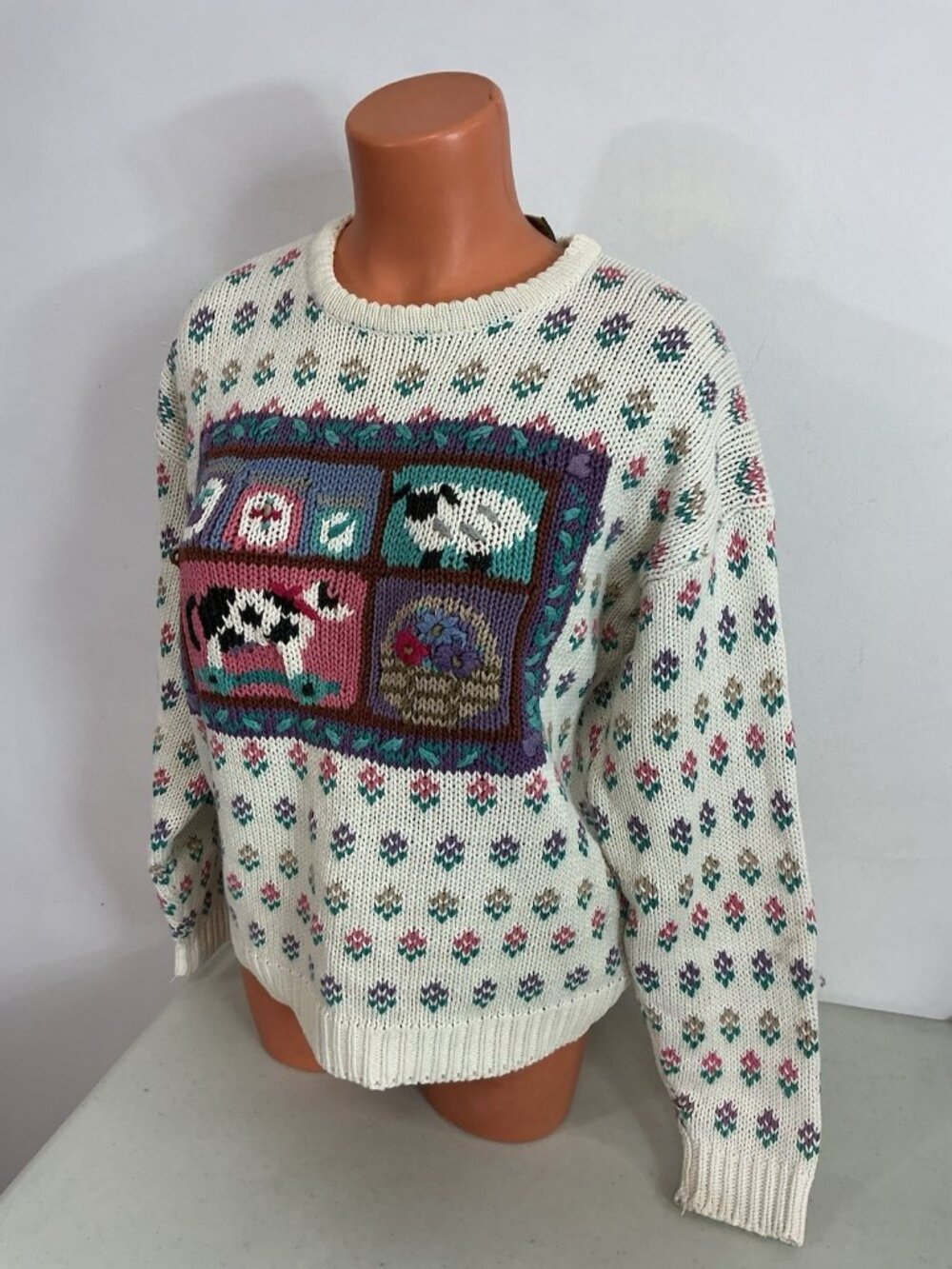 Northern Isles Vintage Cow Sweater Farm Cottagecore Women’s Medium - Picture 5 of 5